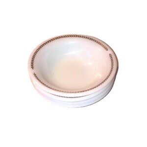 Set of 4 Small Pyrex Cereal Bowls Gold Leaf Wheat Pattern Vintage 1940-50s